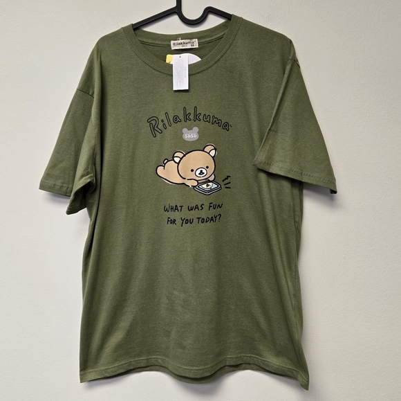 Sanrio Tops - Rilakkuma Fun T-shirt Olive Green XL